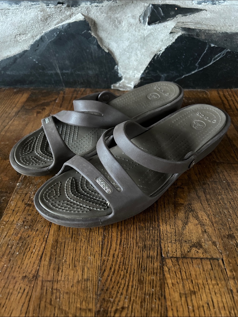 CROCS Women's Brown Slip-On Slide Sandals